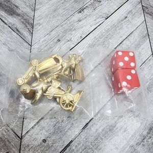 Monopoly Deluxe Anniversary Edition All 11 Gold Tone Tokens &‎ Dice NEW SEALED